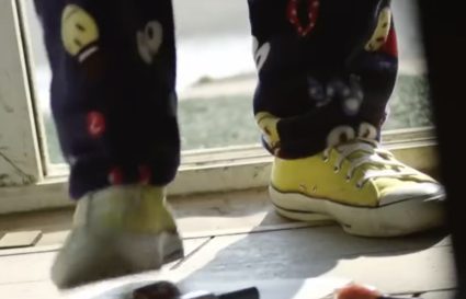 Nam Goong Min completes his pajama look with lemon yellow Converse sneaker
